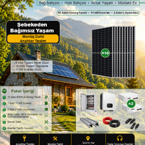 10 panel off-grid GES konfor paketi bağ evi hobi bahçesi güneş enerjisi sistemi